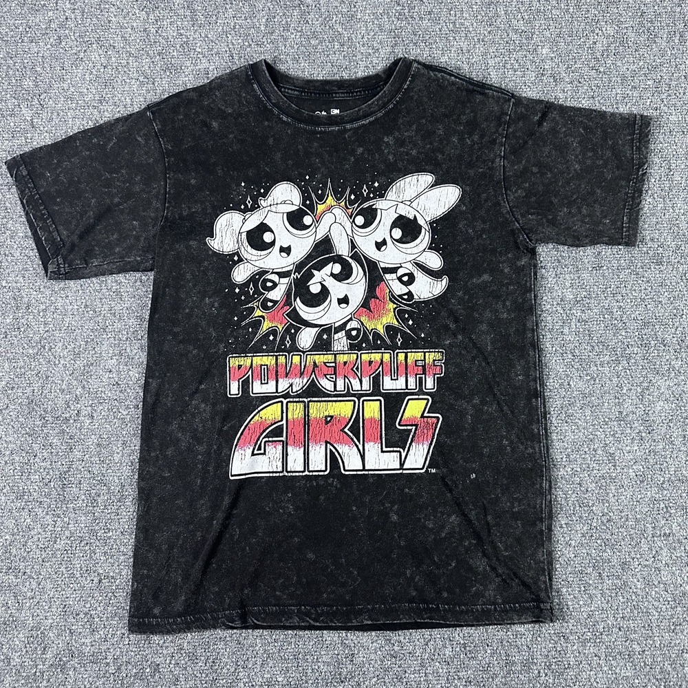 Cartoon Network The Powerpuff Girls‎ Vintage T-Shirt Black Faded Size XS Y2K